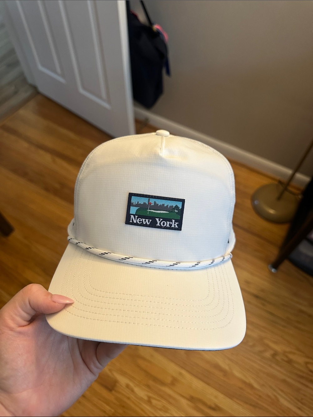 New York Rope-Trim Baseball Cap - Cream